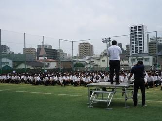 防災委員長　八木先生からのお話。